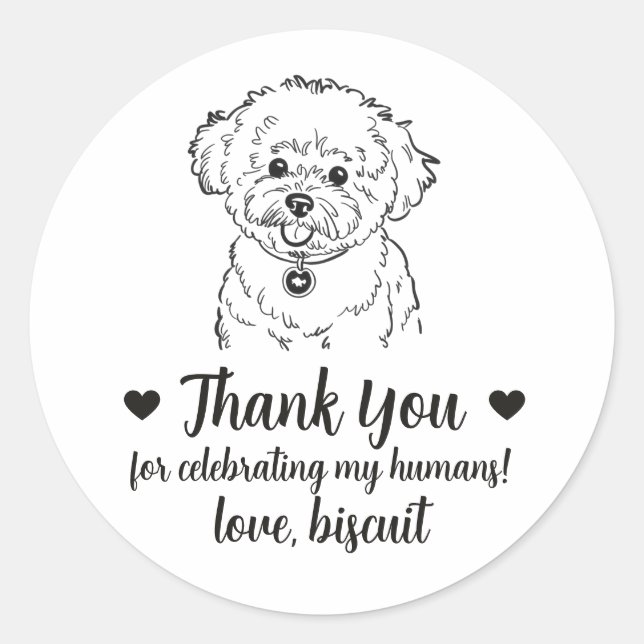 Custom Bichon Frise Dog Wedding Favour Stickers (Front)