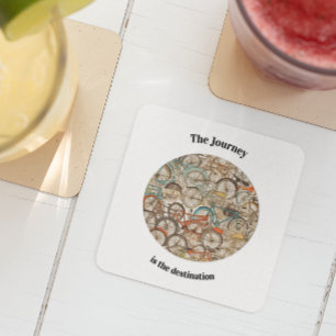 Custom Bicycle Journey Glass Desk Decor Coaster