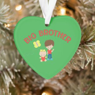 Custom Big Brother with Baby Sister Heart Ornament