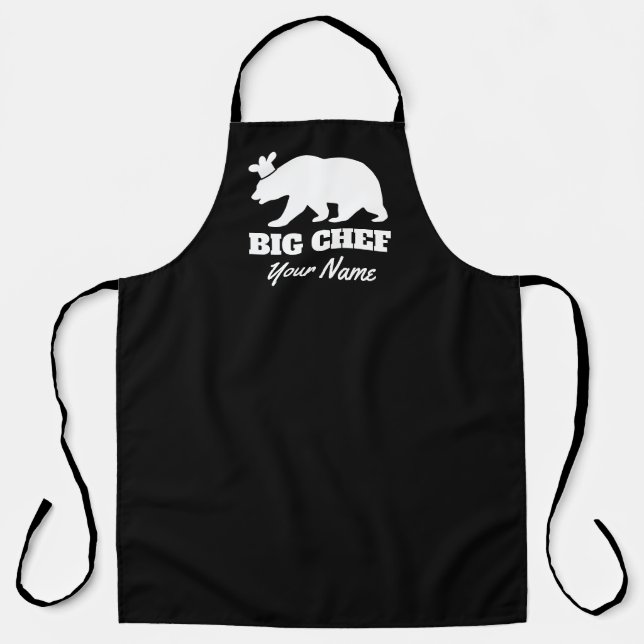 Custom big chef funny black bear BBQ cooking Apron (Front)