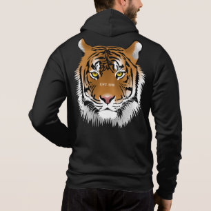 Custom big cool graphic image of wild tiger black hoodie