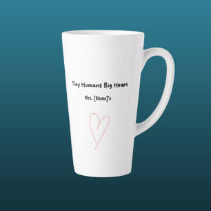 Custom Big Heart Preschool Teacher Latte Mug