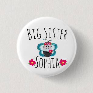Custom Big Sister Butterfly and flower 3 Cm Round Badge