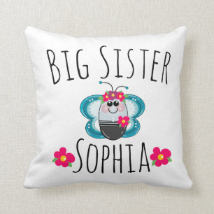 Custom Big Sister Butterfly and flower Cushion