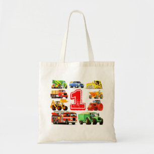 Custom Big Trucks 1st Baby Birthday Tote Bag