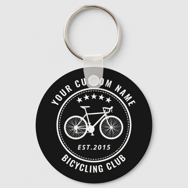 Custom Bike Club Family or Location Name Black Key Ring (Front)
