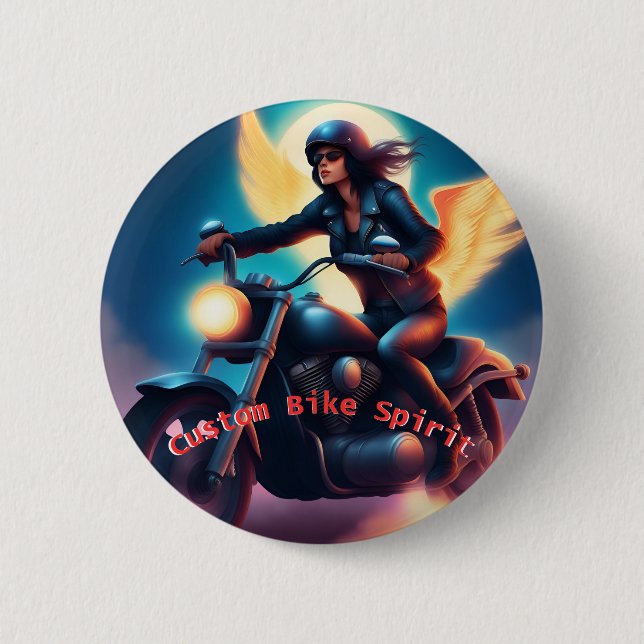 Custom bike motarde design badge, unique 6 cm round badge (Front)