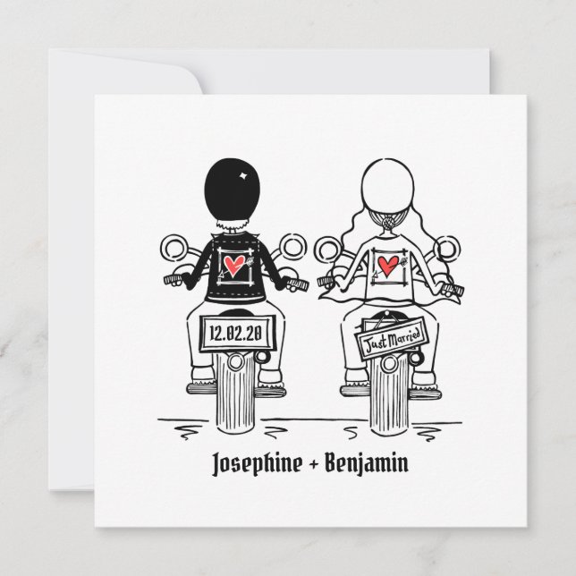 Custom Biker Motorcycle Evening Wedding Invitation (Front)