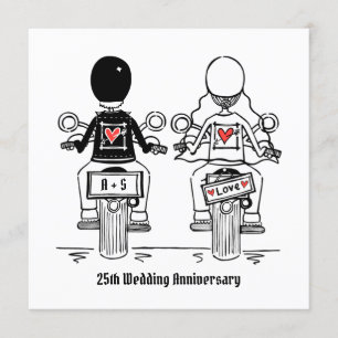 Custom Biker Motorcycle Wedding Anniversary Invitation