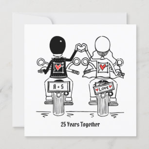 Custom Biker Motorcycle Wedding Anniversary Invitation