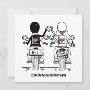 Custom Biker Motorcycle Wedding Anniversary Invitation