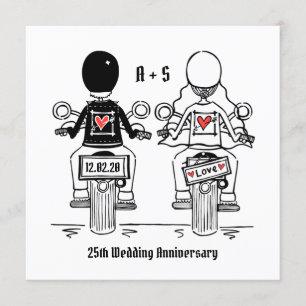 Custom Biker Motorcycle Wedding Anniversary Invitation