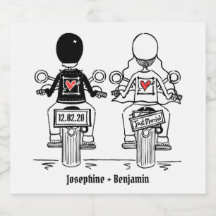 Custom Biker Motorcycle Wedding Bottle Labels