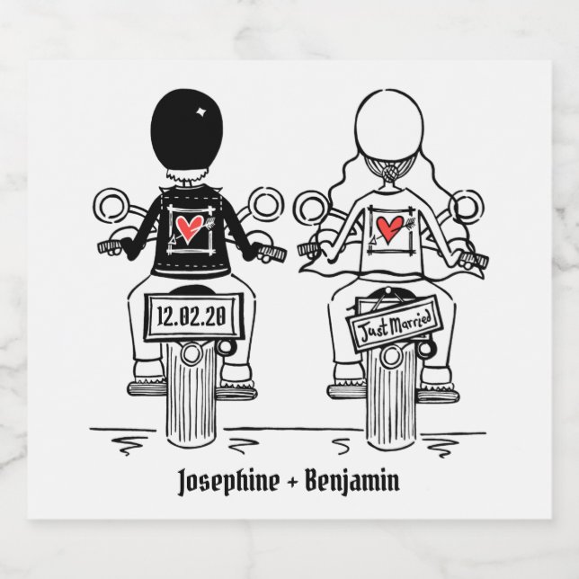 Custom Biker Motorcycle Wedding Bottle Labels (Single Label)