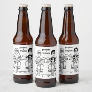 Custom Biker Motorcycle Wedding Bottle Labels