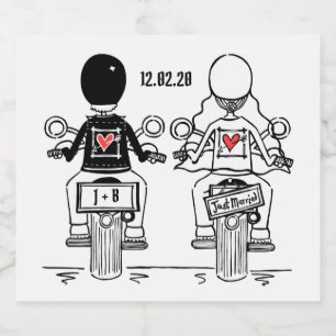 Custom Biker Motorcycle Wedding Bottle Labels