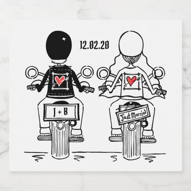Custom Biker Motorcycle Wedding Bottle Labels (Single Label)