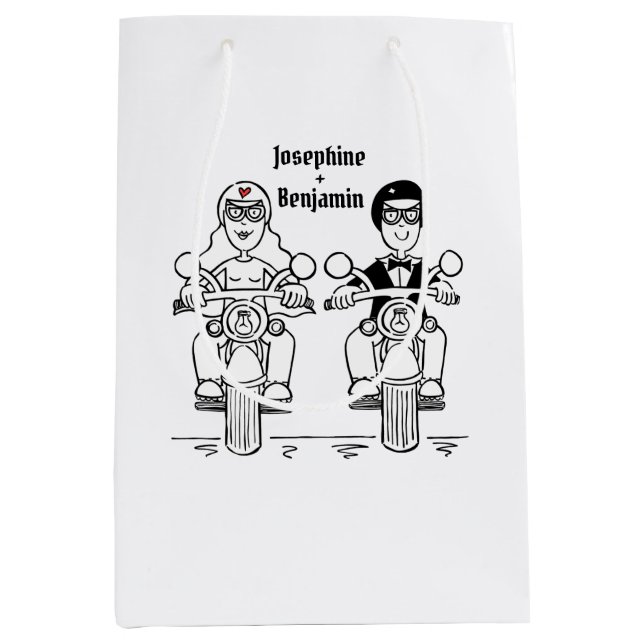 Custom Biker Motorcycle Wedding Medium Gift Bag (Front)