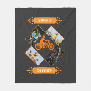 Custom Biker Photo Collage Fleece Blanket