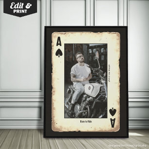 Custom Biker Wall Art, Biker Gift Ace of Spades Poster