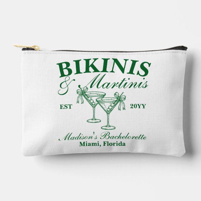 Custom Bikinis and Martinis Bachelorette Party Accessory Pouch (Front)