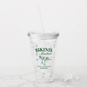 Custom Bikinis and Martinis Bachelorette Party Acrylic Tumbler