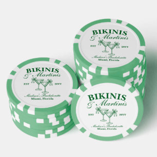 Custom Bikinis and Martinis Bachelorette Party Poker Chips