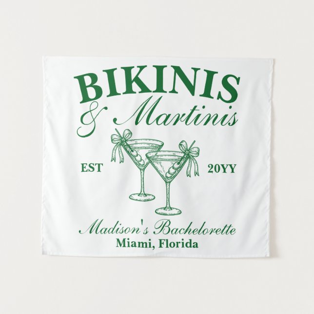 Custom Bikinis and Martinis Bachelorette Party Tapestry (Front (Horizontal))