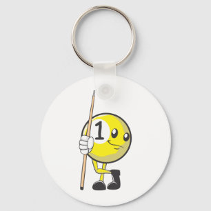 Custom Billiard Player Holding Cue Stick Key Ring