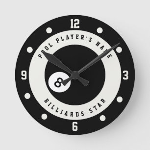 Custom Billiards Pool Table Pool Players Round Clock