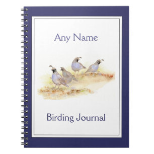 Custom Birding Journal Watercolor California Quail