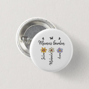 Custom Birth Flower Mug Names, Mama's Garden Gift 3 Cm Round Badge