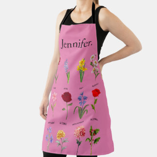 Custom Birth Month Flowers All 12 months Mothers Apron