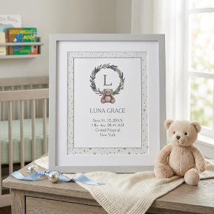 Custom Birth Poster for Newborn – Watercolor