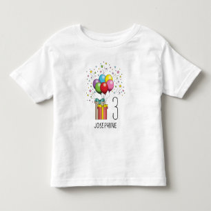 Custom Birthday Age Number & Balloons And Presents Toddler T-Shirt
