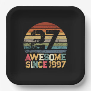 Custom Birthday Age Year Awesome Since Vintage  Paper Plate