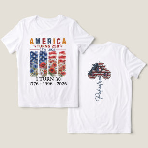 Custom Birthday America Turns 250 Floral Tee Tri-Blend Shirt