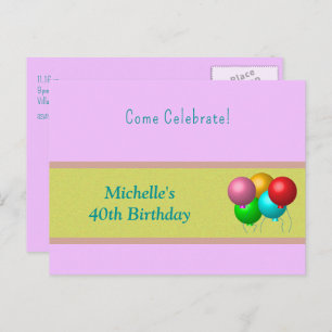Custom Birthday Bash with Balloons Postcard