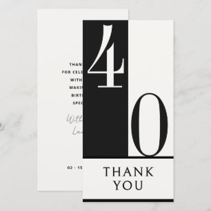 Custom Birthday Black and White Minimalist Thank You Card