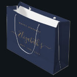 Custom  Birthday Blue and Gold Large Gift Bag<br><div class="desc">Personalised large gift bag are perfect for yourself,  or as a gift! These are also the perfect HAPPY BIRTHDAY gift or proposal gift.</div>