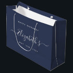 Custom  Birthday Blue and White Large Gift Bag<br><div class="desc">Personalised large gift bag are perfect for yourself,  or as a gift! These are also the perfect HAPPY BIRTHDAY gift or proposal gift.</div>