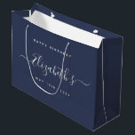 Custom  Birthday Blue and White Large Gift Bag<br><div class="desc">Personalised large gift bag are perfect for yourself,  or as a gift! These are also the perfect HAPPY BIRTHDAY gift or proposal gift.</div>