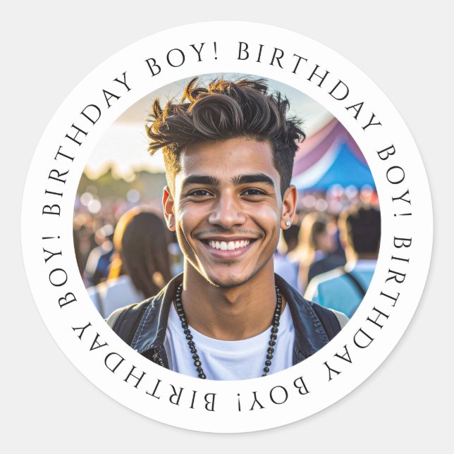 Custom Birthday Boy Photo Envelope Seal Sticker  (Front)