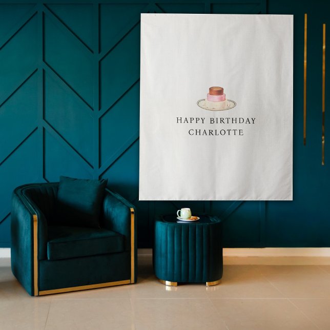 Custom Birthday Cake Name Flag Fabric Banner  Tapestry (Custom Birthday Cake Name Flag Fabric Banner Tapestry)