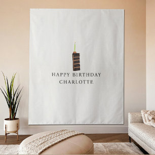 Custom Birthday Cake Name Flag Fabric Banner  Tapestry