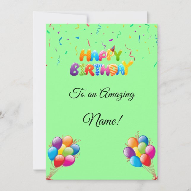 Custom Birthday Card with Balloons & Confetti (Front)