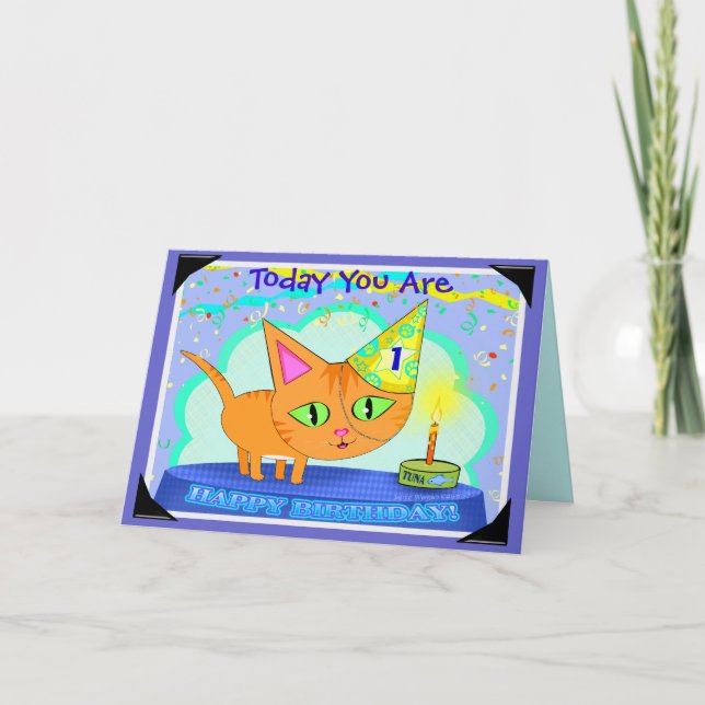 Custom Birthday Cat Greeting Card (Front)