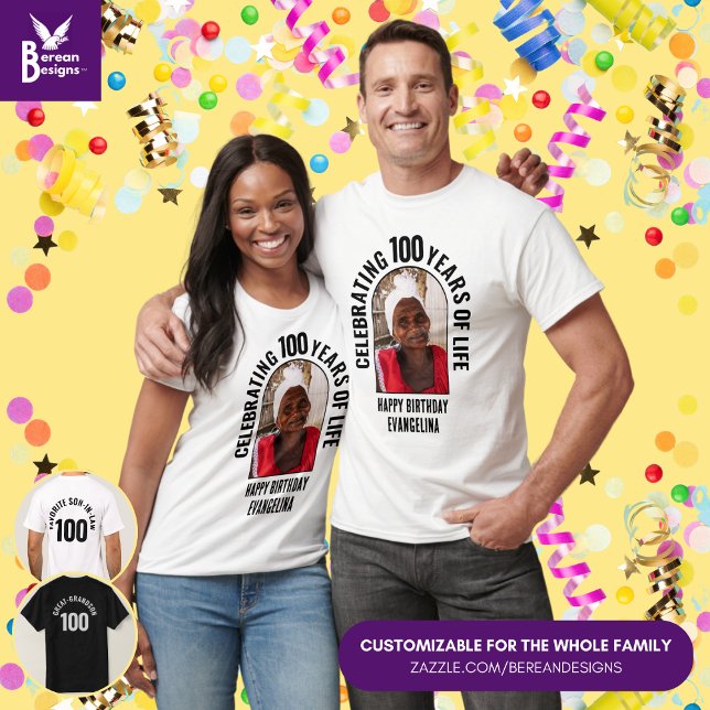 Custom Birthday Celebration Matching Family Photo T-Shirt (Matching Family Birthday T-Shirt with Customizable Text and Photo. Ideal for reunions & milestones.)