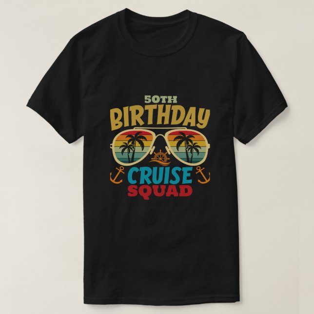 Custom Birthday Cruise Squad Group Matching T-Shirt (Design Front)
