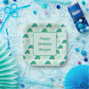 Custom Birthday Cute Watercolor Car Pattern  Paper Plate
